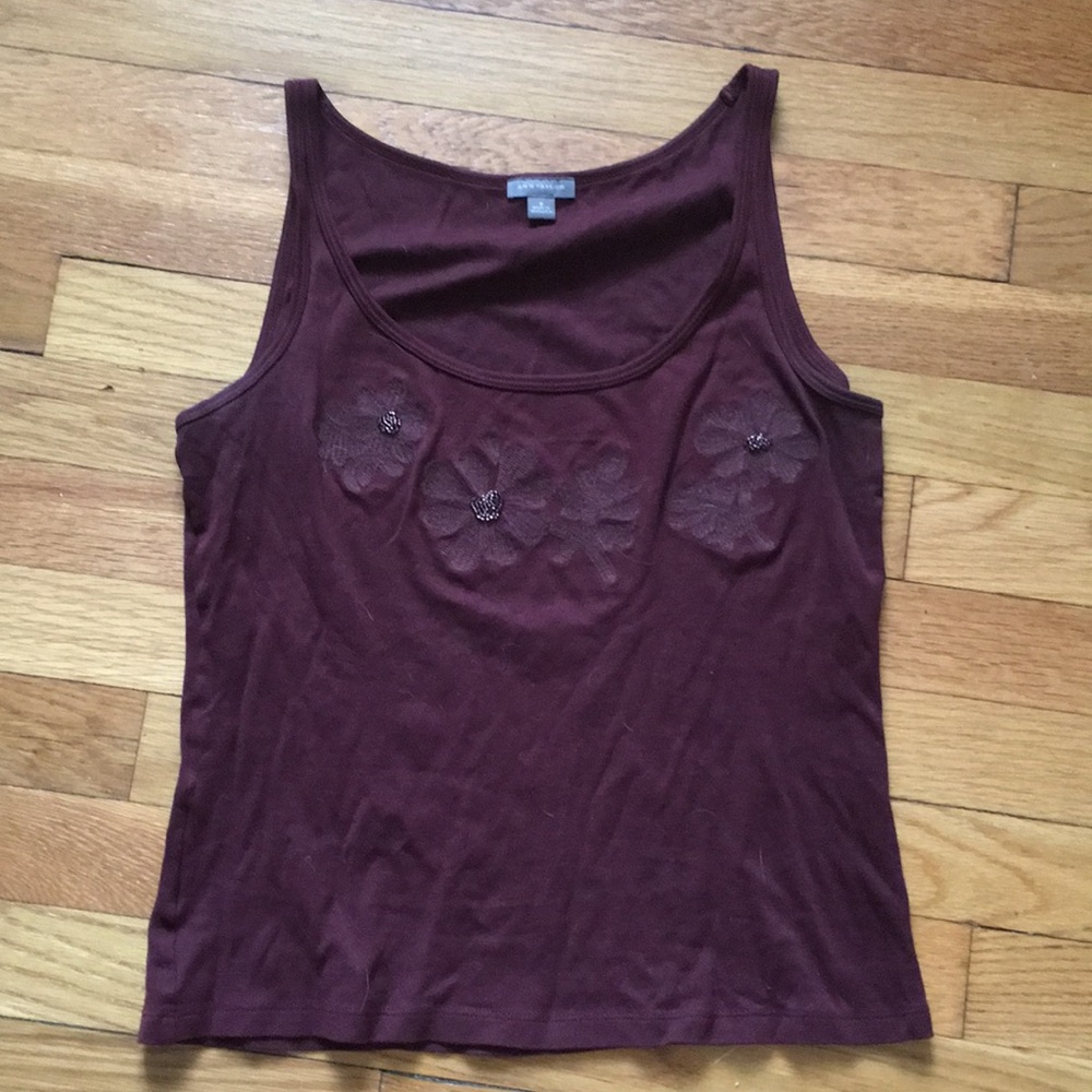 Ann Taylor Burgundy Flower Top S